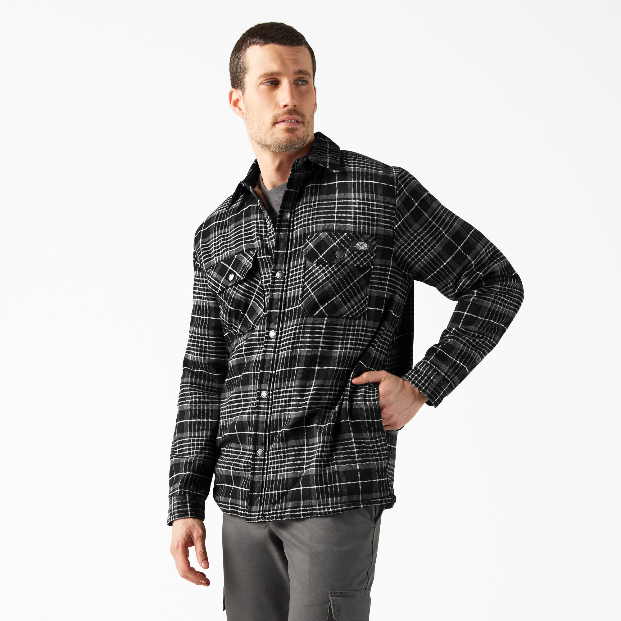 Water Repellent Fleece-Lined Flannel Shirt Jacket - Image 3